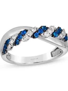 Levian Blue and White Diamond Twisted Band in White Gold